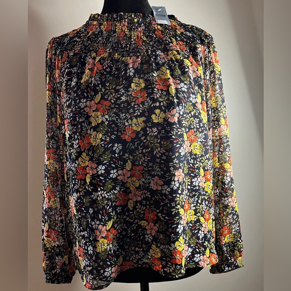NWT ANN TAYLOR LOFT Floral Woven Top Sz Small Petite Chic Trendy $69 - Picture 1 of 2